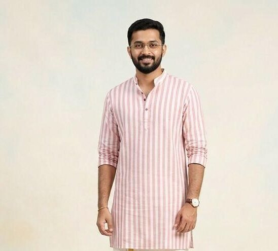 Men's Rose Mauve Pink Lines Kurta in Australia
