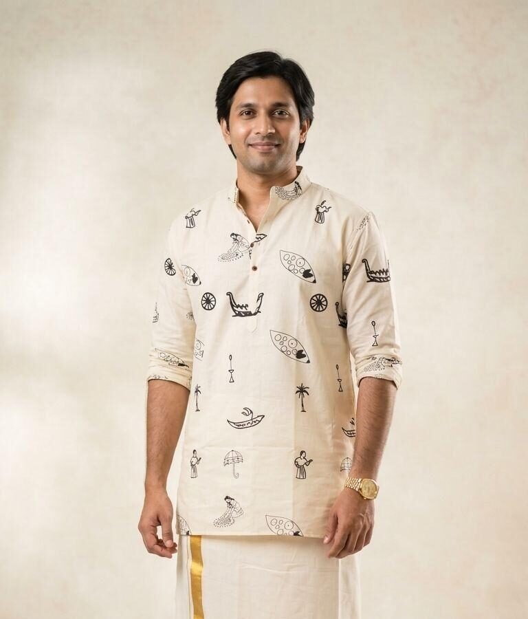 Men's Offwhite Onam memory Kurta