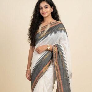 Kanchi border Mul Cotton Saree - Black