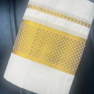 Checked pattern gold kasavu set mundu in Australia