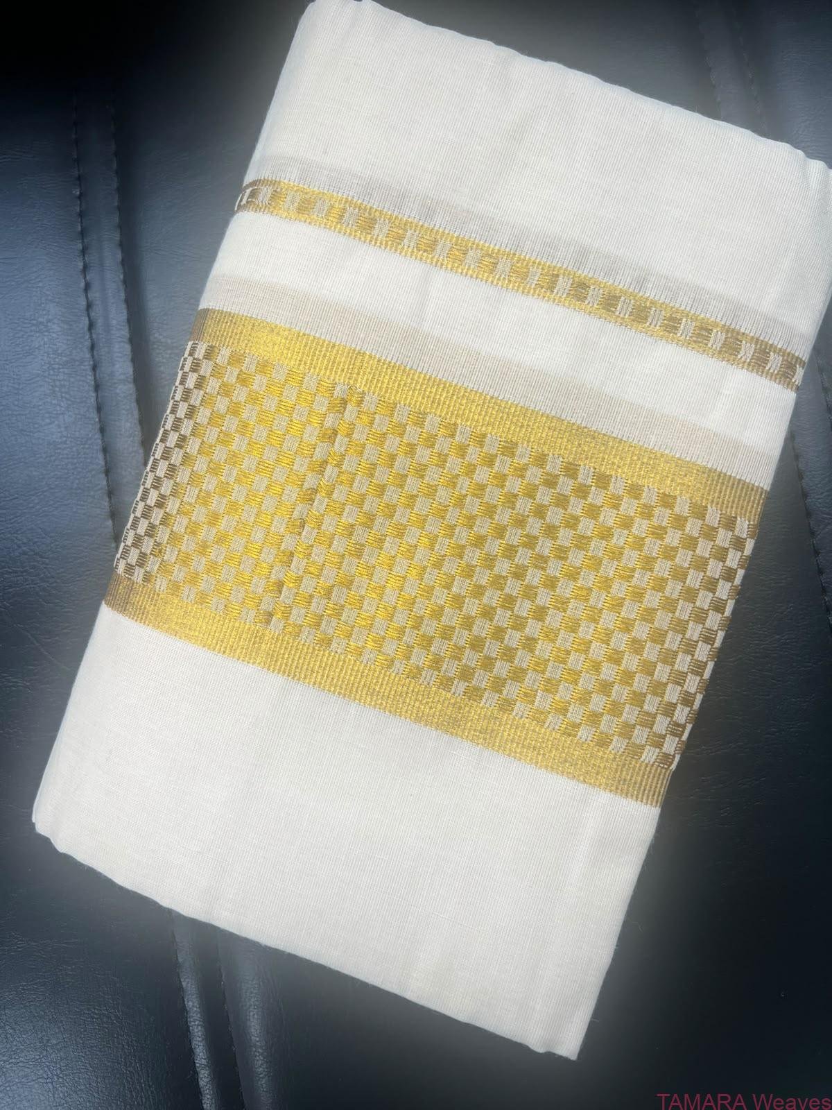 Checked pattern gold kasavu set mundu in Australia