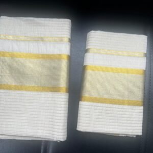 Silver and gold kasavu premium look set mundu in Australia