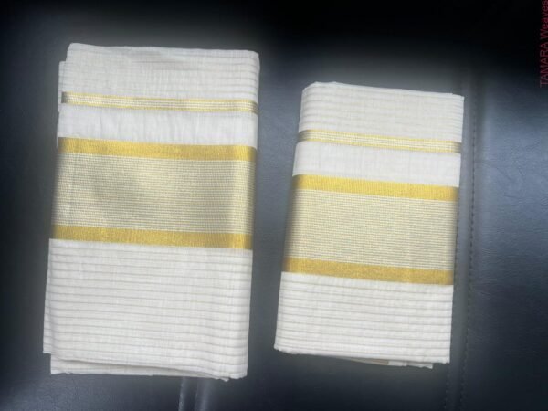 Silver and gold kasavu premium look set mundu in Australia