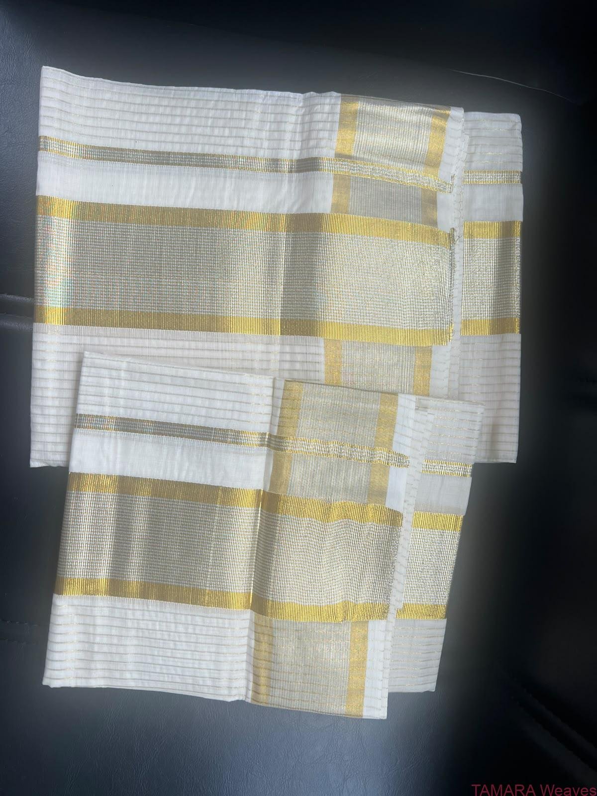Silver and gold kasavu premium look set mundu in Australia - Image 2