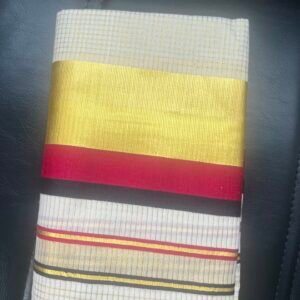 Red and Black kara gold kasavu set mundu in Australia
