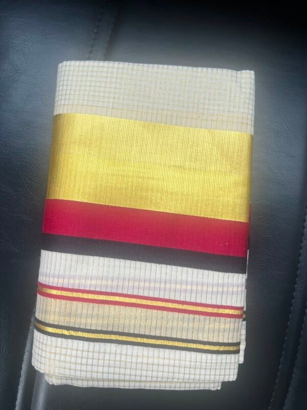 Red and Black kara gold kasavu set mundu in Australia