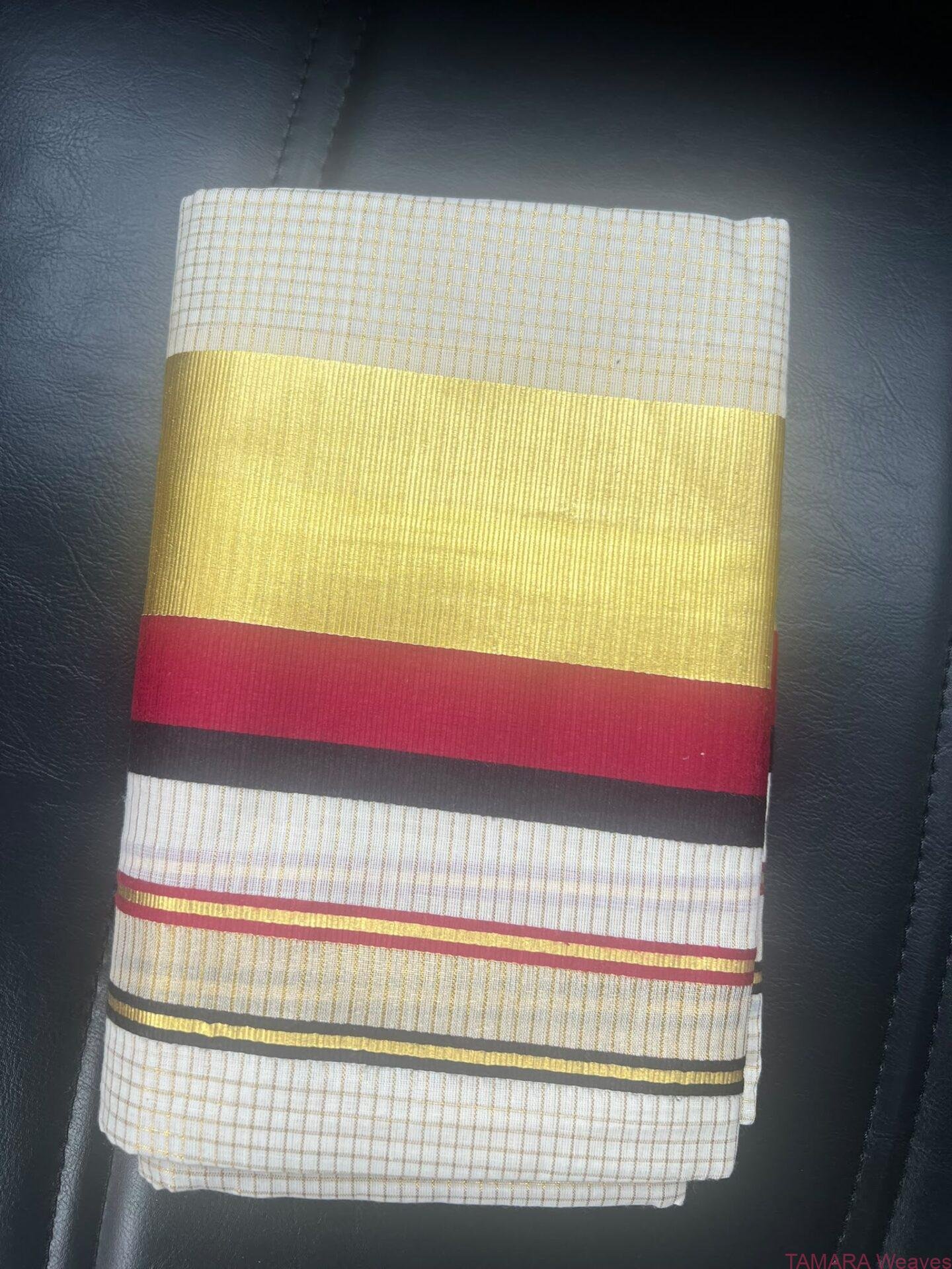 Red and Black kara gold kasavu set mundu in Australia