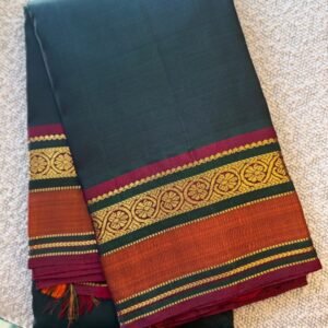 Bottle Green Kanchipuram Pure Silk Saree with Maroon Korvai Border in Australia