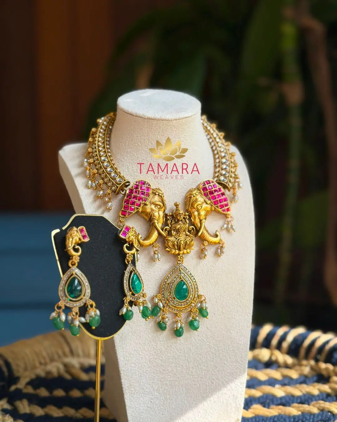 Lakshmi Elephant Grand Necklace Set with earrings in Australia - Image 2