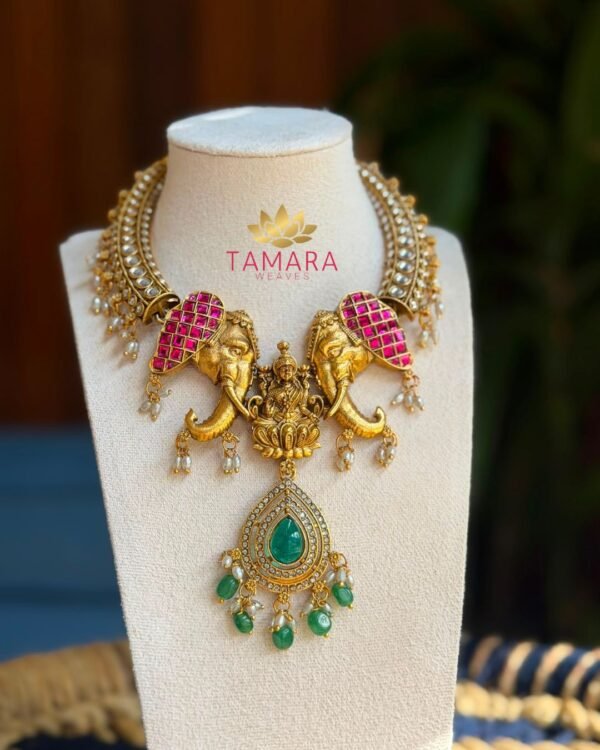 Lakshmi Elephant Grand Necklace Set with earrings in Australia