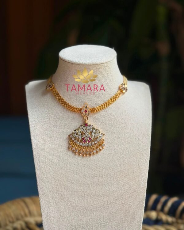 18K Gold Plated Impon necklace - 3 flower attigai in Australia