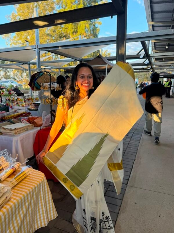 Temple Kerala Set Saree - premium powerloom in Australia