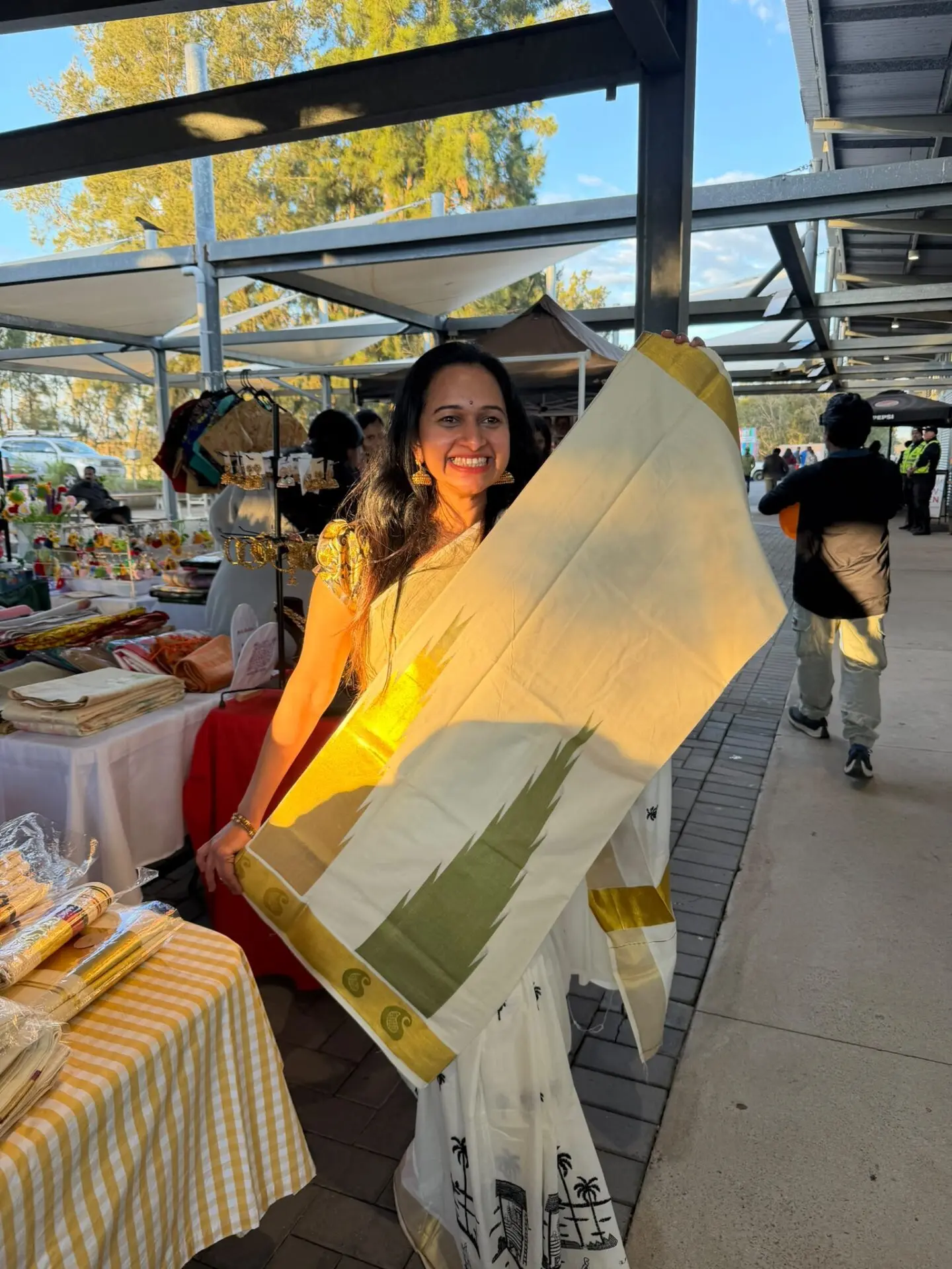Temple Kerala Set Saree - premium powerloom in Australia