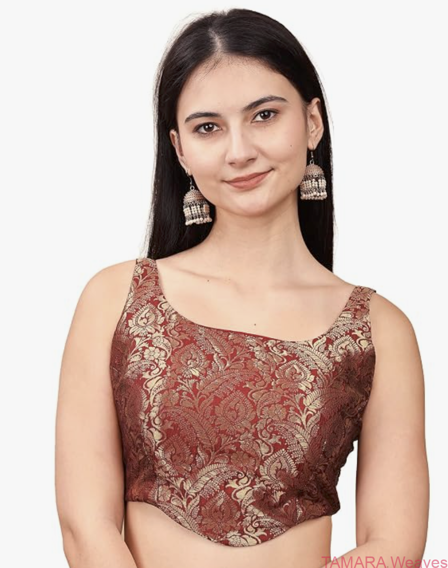 Maroon Brocade Corset Top Ready to wear Blouse in Australia