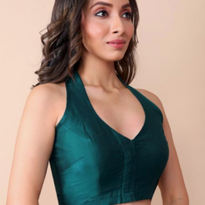 Halter Neck Sleeveless Ready to wear Saree Blouse - Teal green Australia