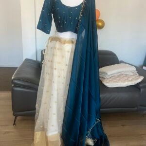 Tamara Lehenga - Organza dhawani set- Teal blue