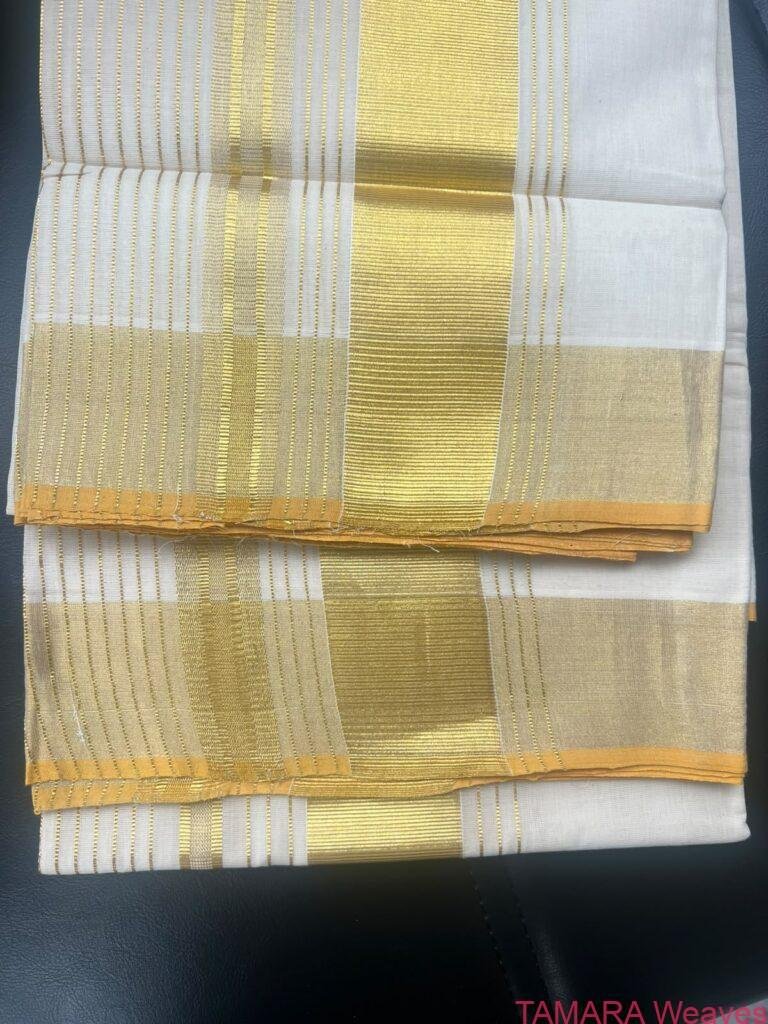 Tamara Premium balaramapuram set mundu - Kasavu lines