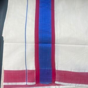 Tamara Kerala Cotton Saree – Pink with Navy kara kasavu Saree