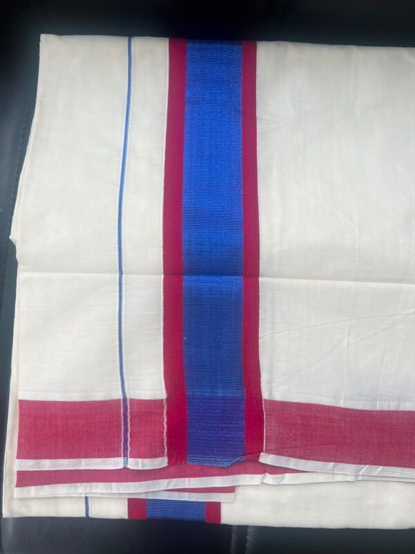 Tamara Kerala Cotton Saree – Pink with Navy kara kasavu Saree