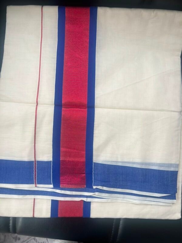 Tamara Kerala Cotton Saree – Navy with Pink kara kasavu Saree