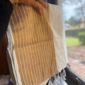 Parallel Gold lines wide border grand mul cotton Onam saree in Australia