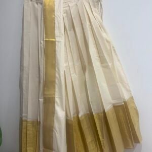 Tamara Exclusive trending classic wide border kasavu skirt with Duppata in Australia