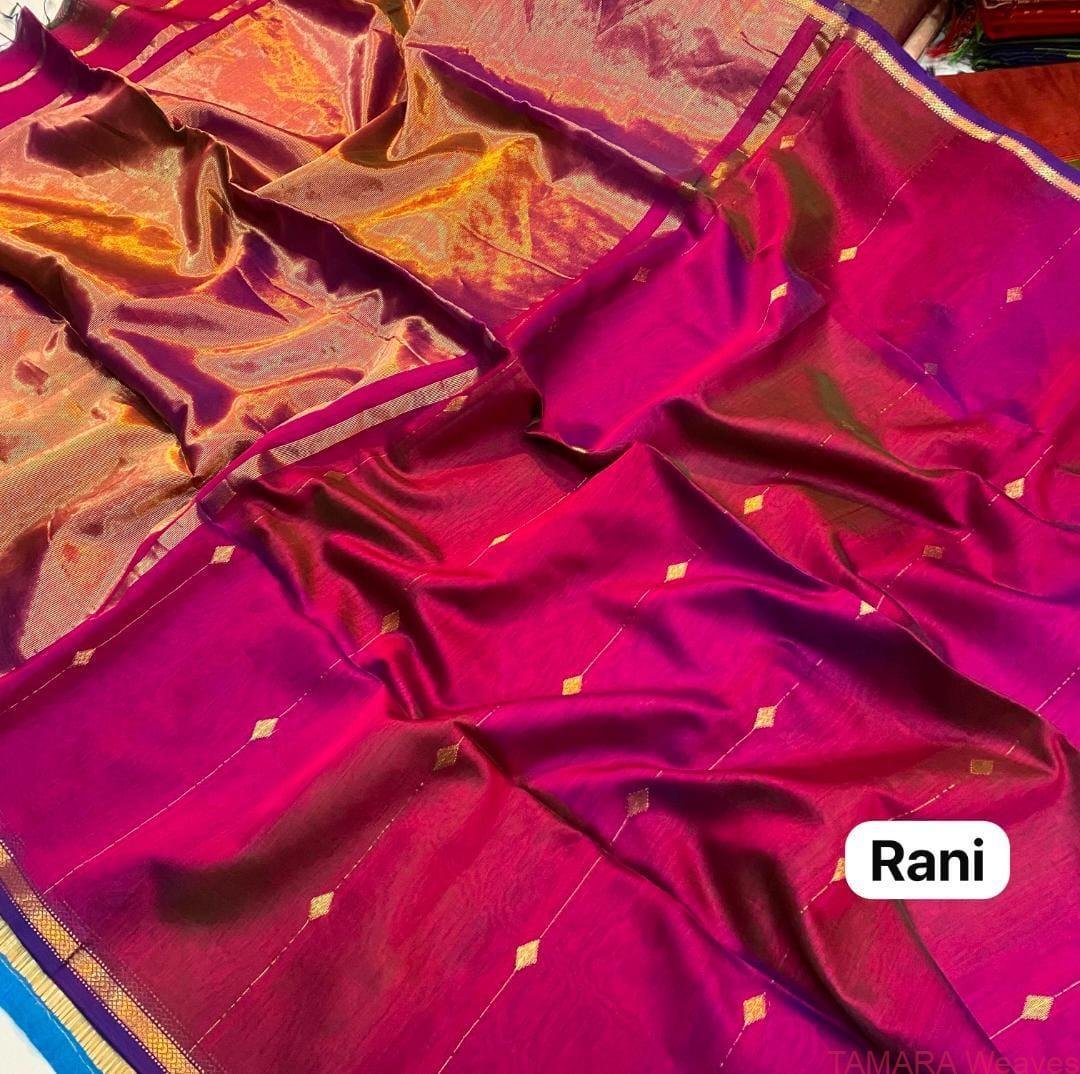 Rani Pink Maheshwari Saree - Pure handloom