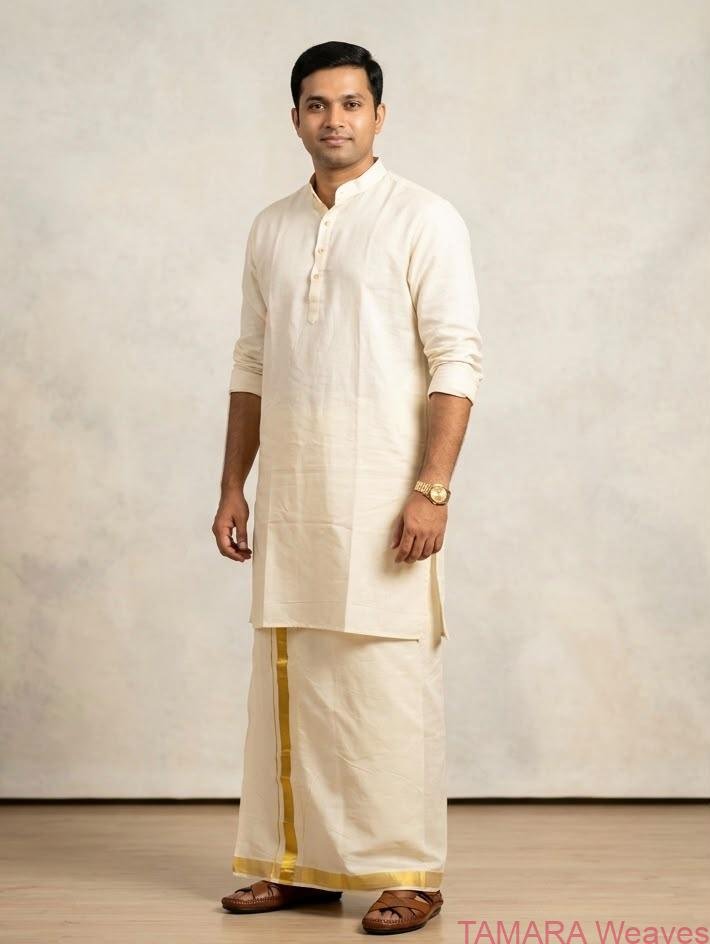 Men's Offwhite Plain Kurta in Australia