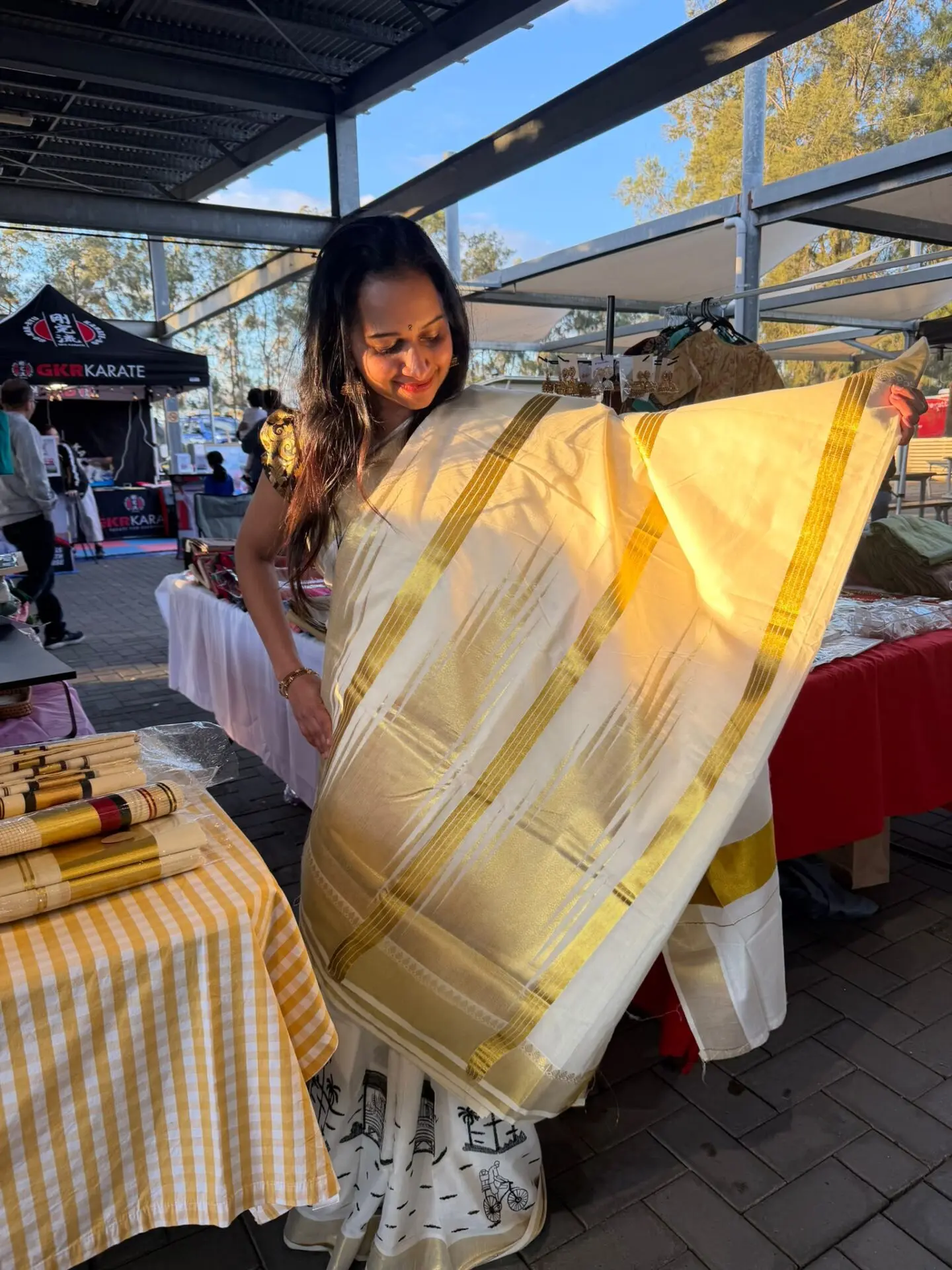 Temple Kerala Set Saree - premium powerloom in Australia - Image 6