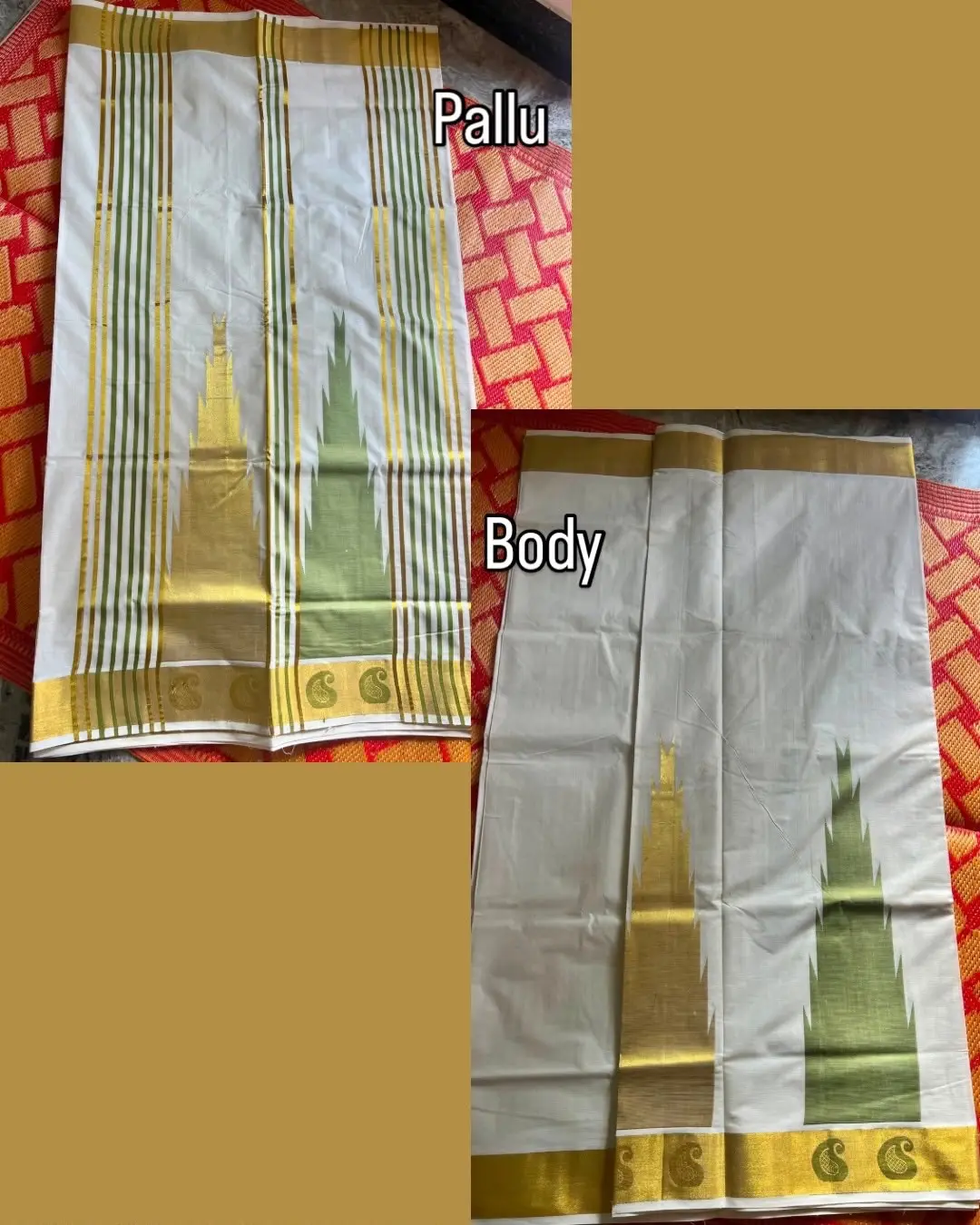 Temple Kerala Set Saree - premium powerloom in Australia - Image 4