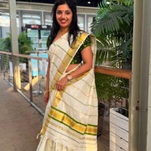 2026STRIPE Kerala Set Saree - premium powerloom in Australia
