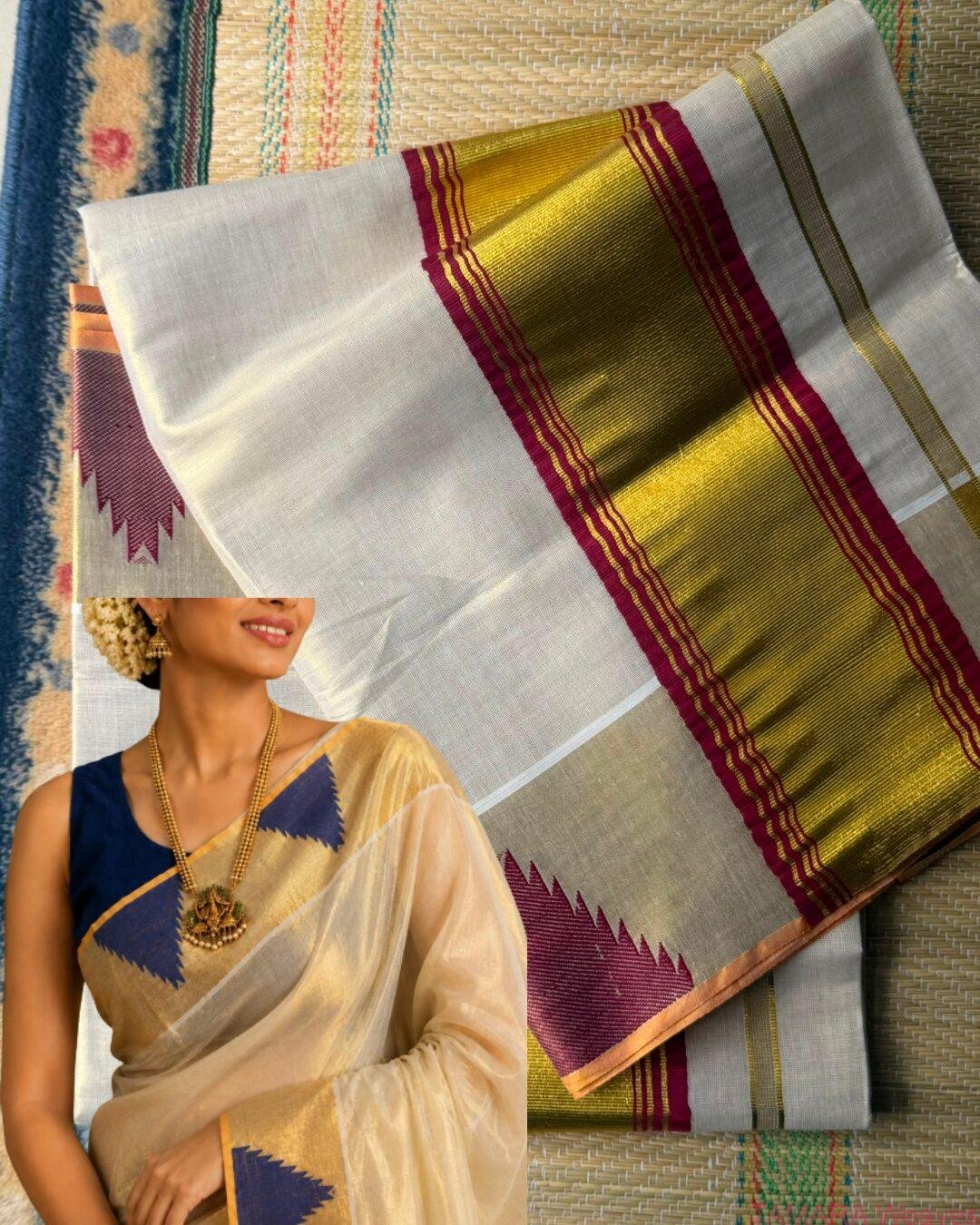 Samyuktha Varma Inspired tissue temple saree