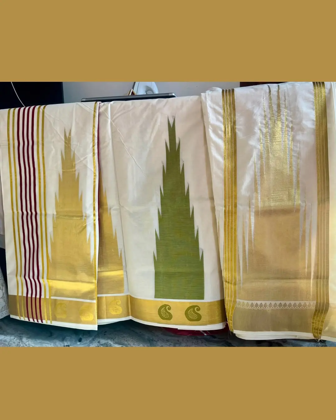Temple Kerala Set Saree - premium powerloom in Australia - Image 2