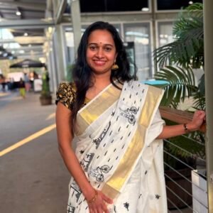 VALLAMKALI Set Saree - EMBROIDERED black and gold Kerala theme saree