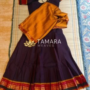 Kanchi Cotton Half Saree in Australia- Coffee brown and Mustard