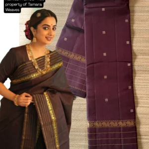 Coffee Brown Kanchipuram Pure Silk Saree with Traditional Varisaipet Border