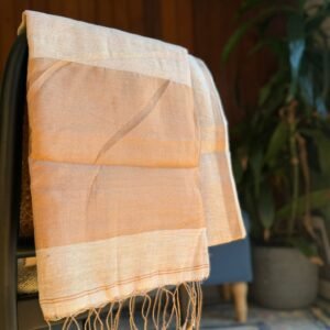 JAYASREE LINEN SAREE in Australia- thin zari border - Almond
