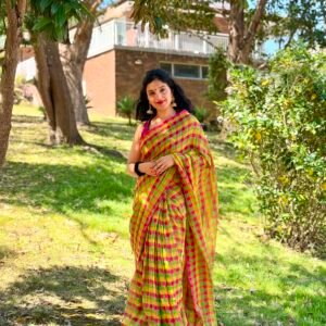 Multi-colour checks mul cotton saree in Australia