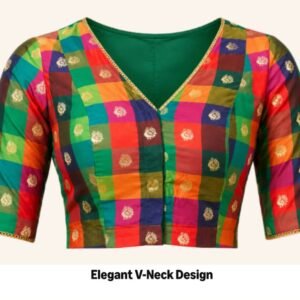 Multi-colour checks Brocade Ready to wear Saree Blouse in Australia