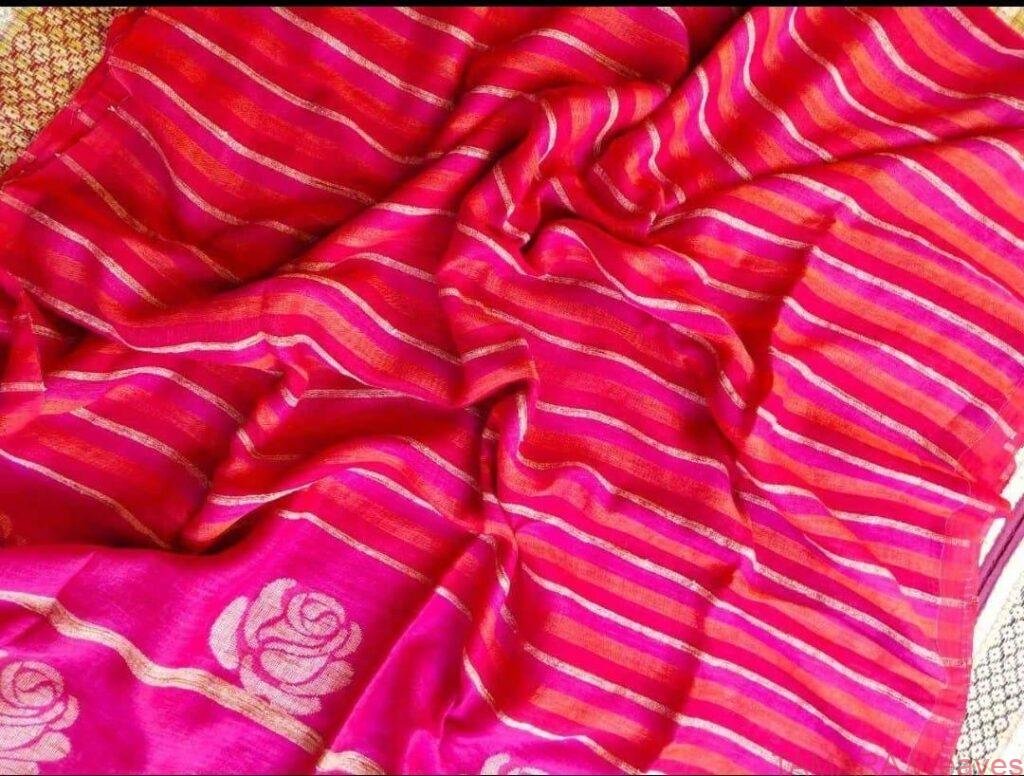 Pink and Orange striped LINEN SAREE in Australia- ROJA