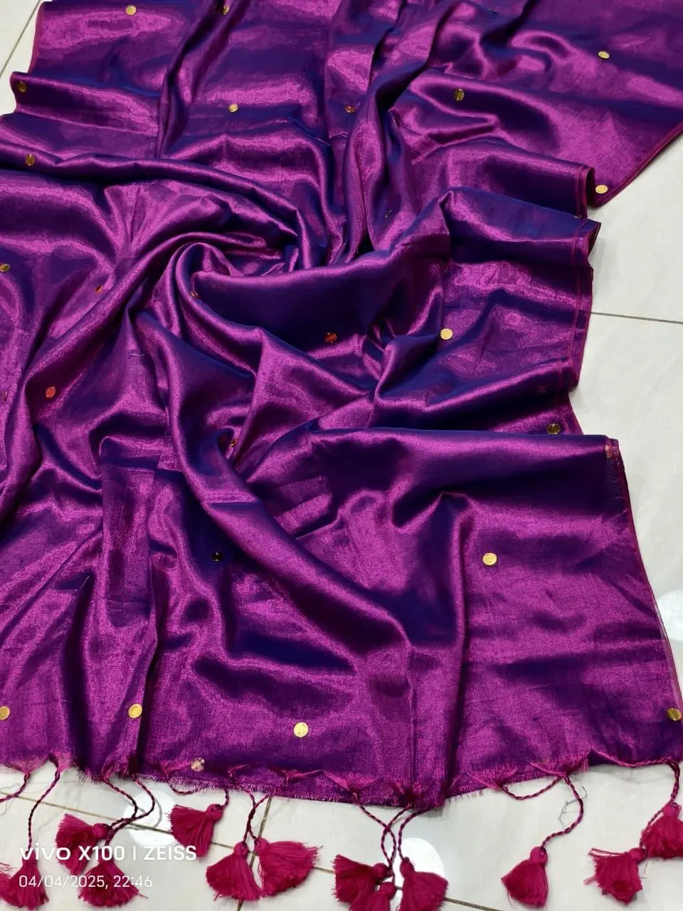 Tissue Mul Cotton Saree with Gini work in Australia - Image 3