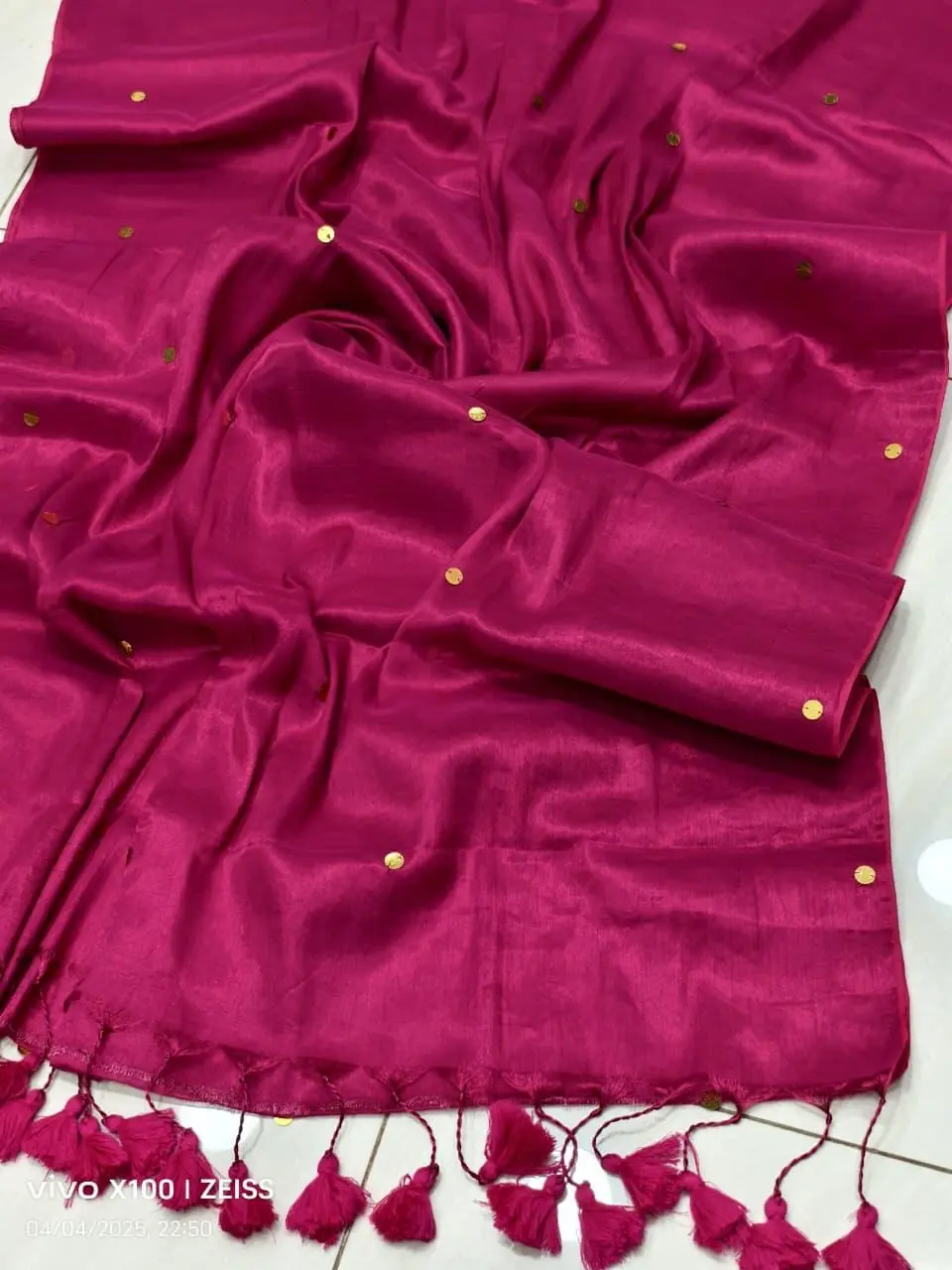 Tissue Mul Cotton Saree with Gini work in Australia - Image 5