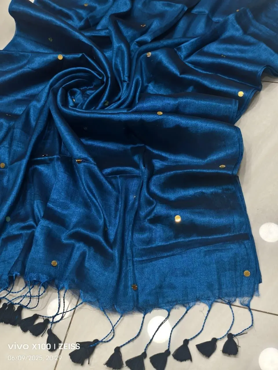 Tissue Mul Cotton Saree with Gini work in Australia - Image 2