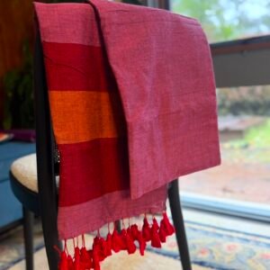 ANJALY Tri-colour pure cotton saree in Australia - Pink, Orange, Red